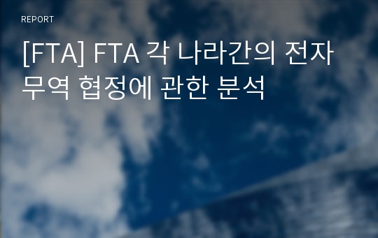 [FTA] FTA 각 나라간의 전자무역 협정에 관한 분석