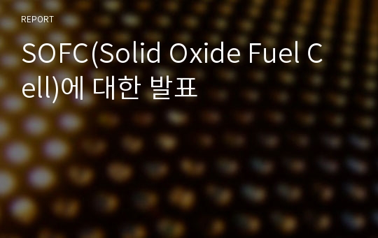 SOFC(Solid Oxide Fuel Cell)에 대한 발표