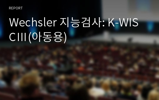 Wechsler 지능검사: K-WISCⅢ(아동용)