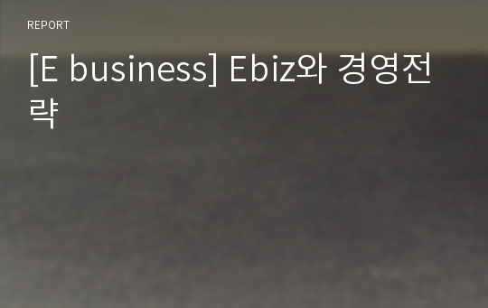[E business] Ebiz와 경영전략