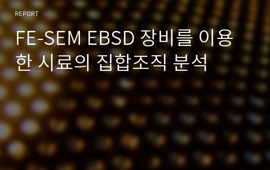 FE-SEM EBSD 장비를 이용한 시료의 집합조직 분석