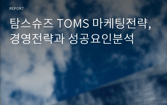 탐스슈즈 TOMS 마케팅전략,경영전략과 성공요인분석