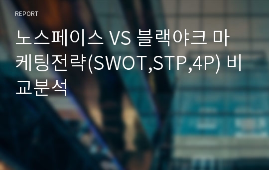노스페이스 VS 블랙야크 마케팅전략(SWOT,STP,4P) 비교분석