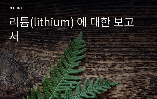 리튬(lithium) 에 대한 보고서