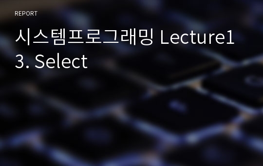 시스템프로그래밍 Lecture13. Select