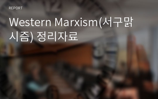 Western Marxism(서구맑시즘) 정리자료