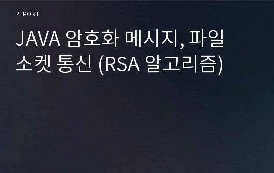 JAVA 암호화 메시지, 파일 소켓 통신 (RSA 알고리즘)