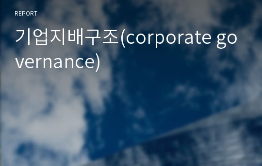 기업지배구조(corporate governance)