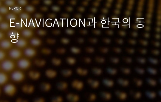 E-NAVIGATION과 한국의 동향