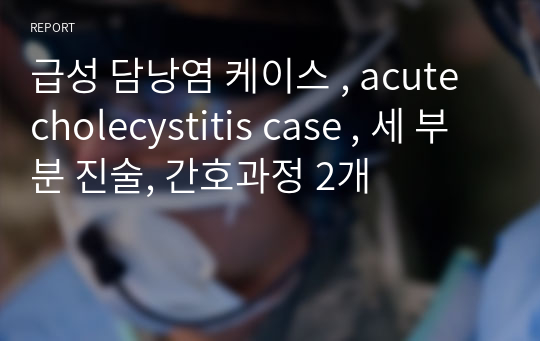 급성 담낭염 케이스 , acute cholecystitis case , 세 부분 진술, 간호과정 2개