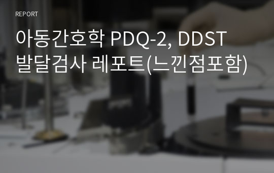 아동간호학 PDQ-2, DDST 발달검사 레포트(느낀점포함)