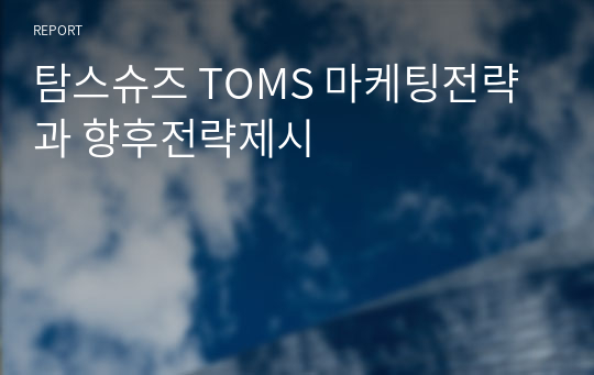 탐스슈즈 TOMS 마케팅전략과 향후전략제시