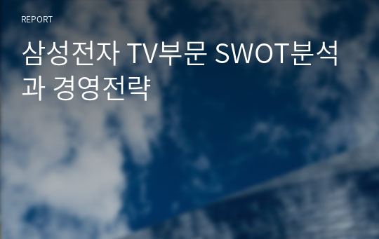 삼성전자 TV부문 SWOT분석과 경영전략
