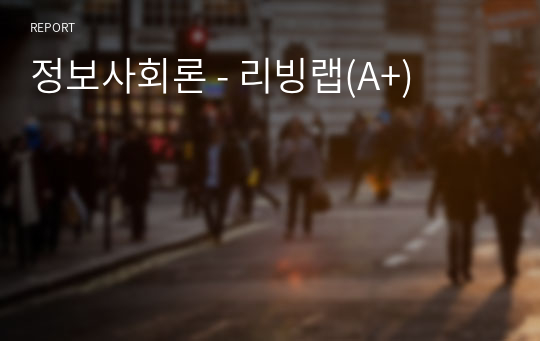정보사회론 - 리빙랩(A+)