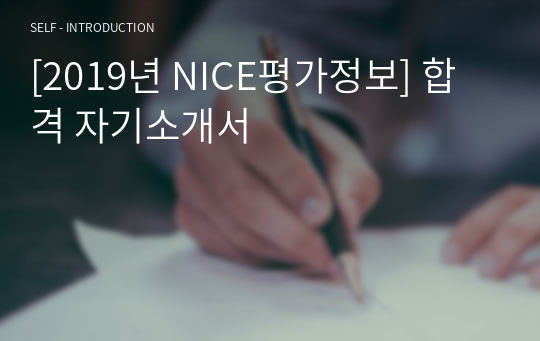 [2019년 NICE평가정보] 합격 자기소개서