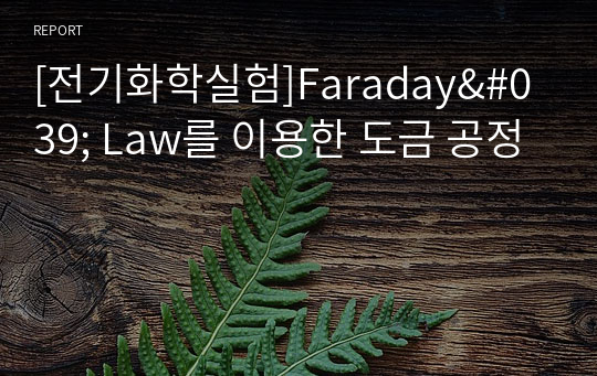 [전기화학실험]Faraday&#039; Law를 이용한 도금 공정