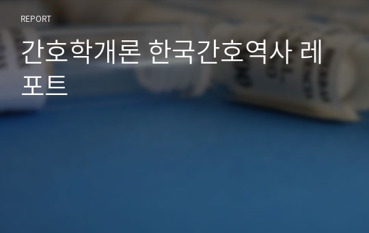 간호학개론 한국간호역사 레포트