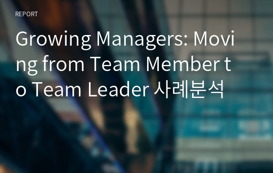 Growing Managers: Moving from Team Member to Team Leader 사례분석