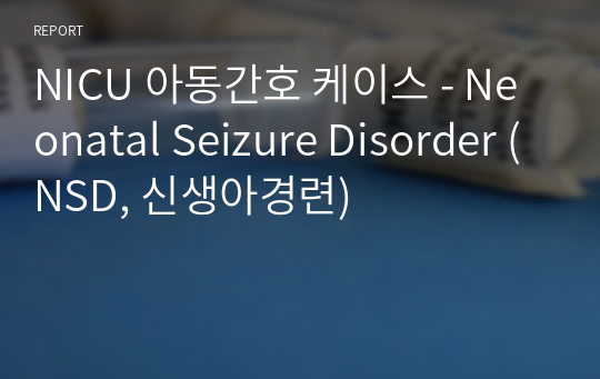 NICU 아동간호 케이스 - Neonatal Seizure Disorder (NSD, 신생아경련)