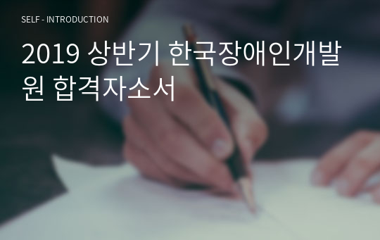 2019 상반기 한국장애인개발원 합격자소서