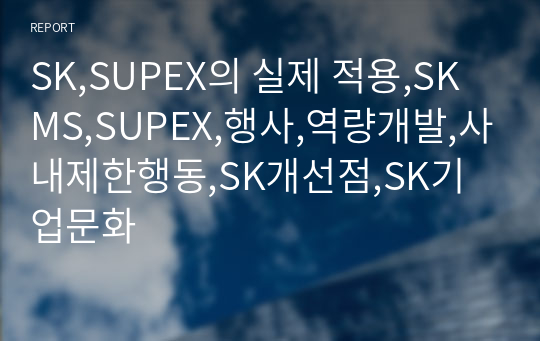 SK,SUPEX의 실제 적용,SKMS,SUPEX,행사,역량개발,사내제한행동,SK개선점,SK기업문화