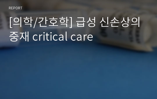 [의학/간호학] 급성 신손상의 중재 critical care