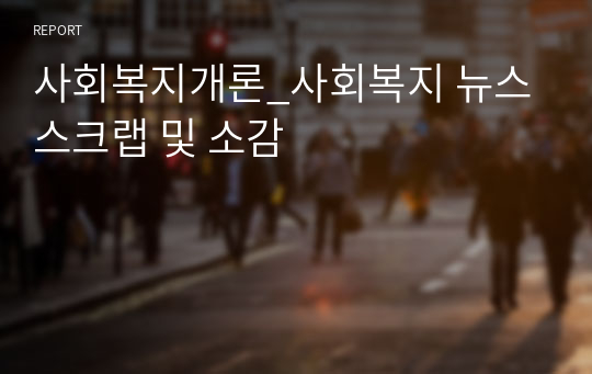 사회복지개론_사회복지 뉴스 스크랩 및 소감