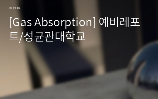 [Gas Absorption] 예비레포트/성균관대학교