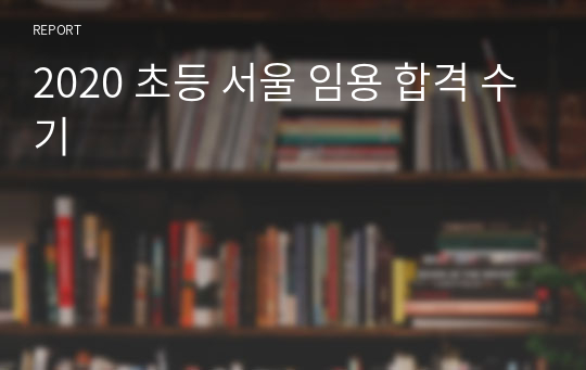 2020 초등 서울 임용 합격 수기