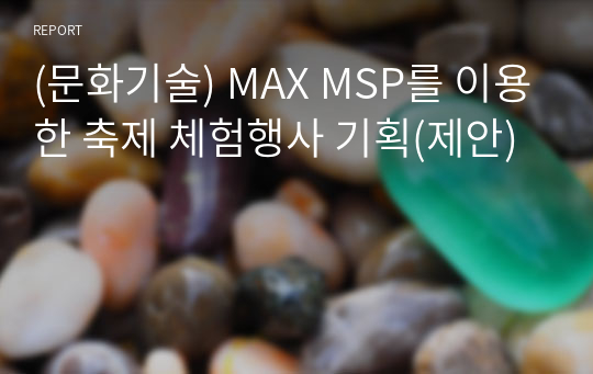 (문화기술) MAX MSP를 이용한 축제 체험행사 기획(제안)