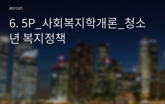 6. 5P_사회복지학개론_청소년 복지정책