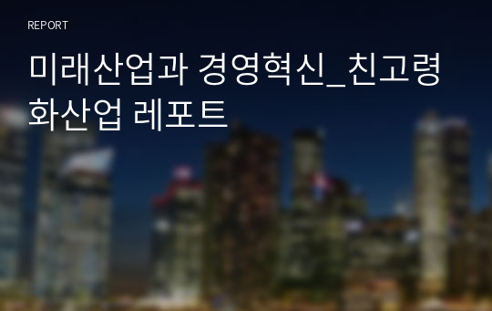 미래산업과 경영혁신_친고령화산업 레포트