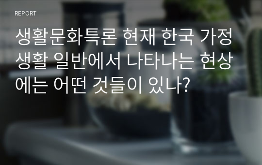 생활문화특론 현재 한국 가정생활 일반에서 나타나는 현상에는 어떤 것들이 있나?