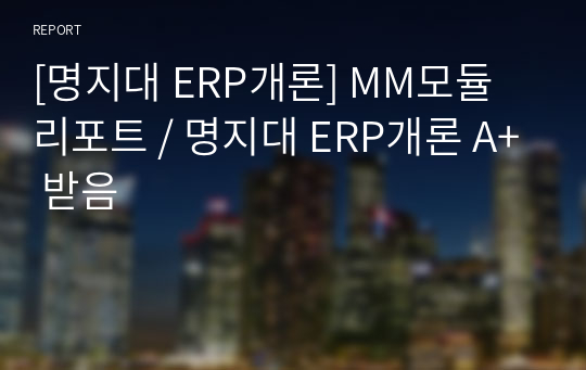 [명지대 ERP개론] MM모듈 리포트 / 명지대 ERP개론 A+ 받음