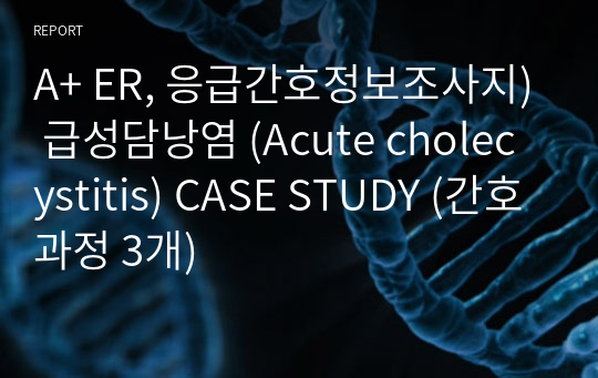A+ ER, 응급간호정보조사지) 급성담낭염 (Acute cholecystitis) CASE STUDY (간호과정 3개)