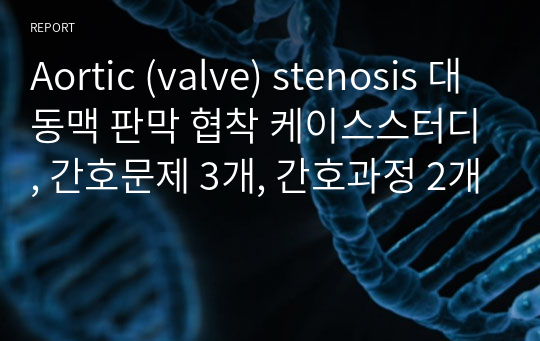 Aortic (valve) stenosis 대동맥 판막 협착 케이스스터디, 간호문제 3개, 간호과정 2개