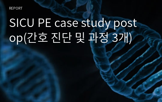 SICU PE case study post op(간호 진단 및 과정 3개)