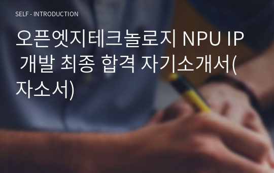 오픈엣지테크놀로지 NPU IP 개발 최종 합격 자기소개서(자소서)