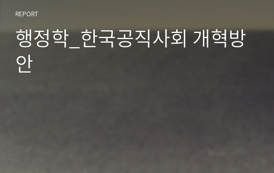 행정학_한국공직사회 개혁방안