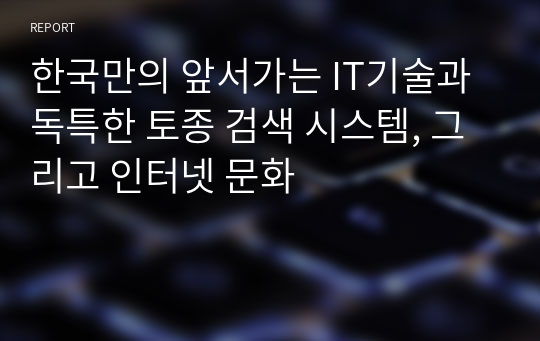 한국만의 앞서가는 IT기술과 독특한 토종 검색 시스템, 그리고 인터넷 문화