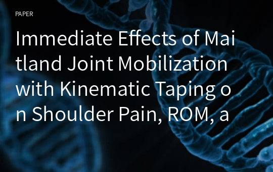 Immediate Effects of Maitland Joint Mobilization with Kinematic Taping on Shoulder Pain, ROM, and Muscle Tone in Subacromial Impingement Syndrome