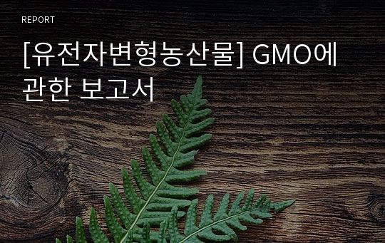 [유전자변형농산물] GMO에 관한 보고서