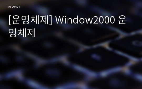 [운영체제] Window2000 운영체제