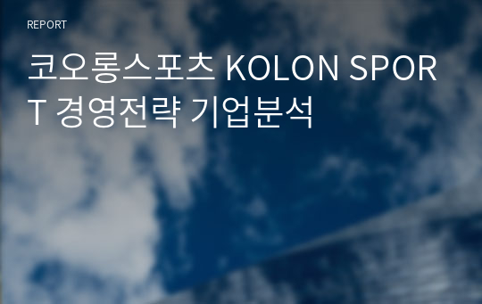 코오롱스포츠 KOLON SPORT 경영전략 기업분석