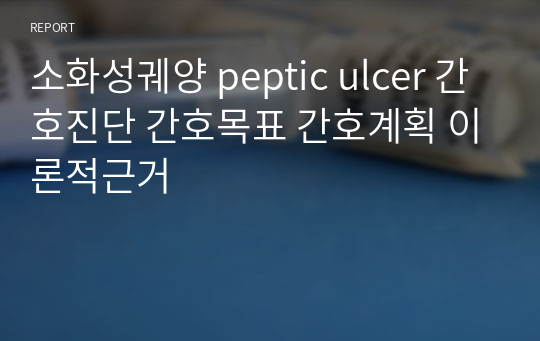 소화성궤양 peptic ulcer 간호진단 간호목표 간호계획 이론적근거