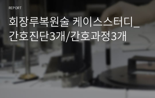 회장루복원술 케이스스터디_간호진단3개/간호과정3개