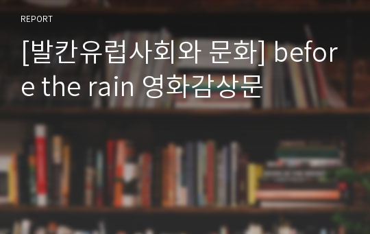 [발칸유럽사회와 문화] before the rain 영화감상문