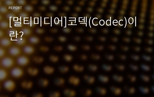 [멀티미디어]코덱(Codec)이란?