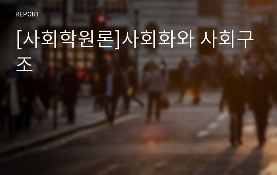[사회학원론]사회화와 사회구조