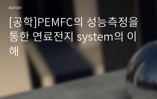[공학]PEMFC의 성능측정을 통한 연료전지 system의 이해